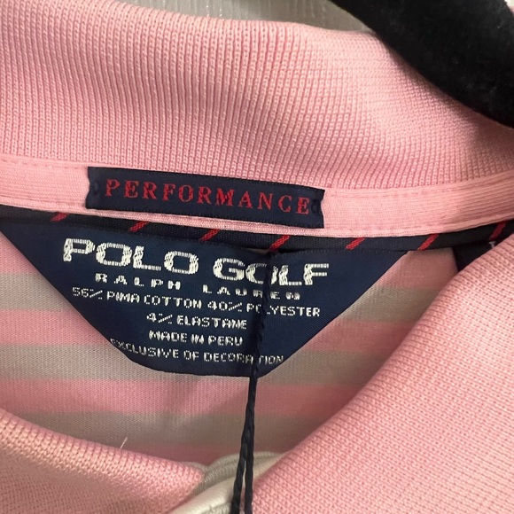 NWT Performance Ralph Lauren Pink and Green Striped Polo Shirt sz L - Picture 3 of 6